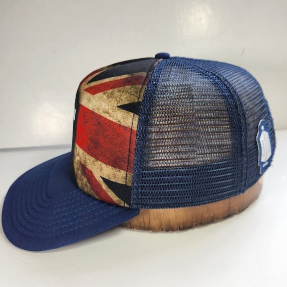 Dr Who Union Jack Police Telephone Booth Hat Cap Snapback Mesh Back BBC Blue - Picture 10 of 11